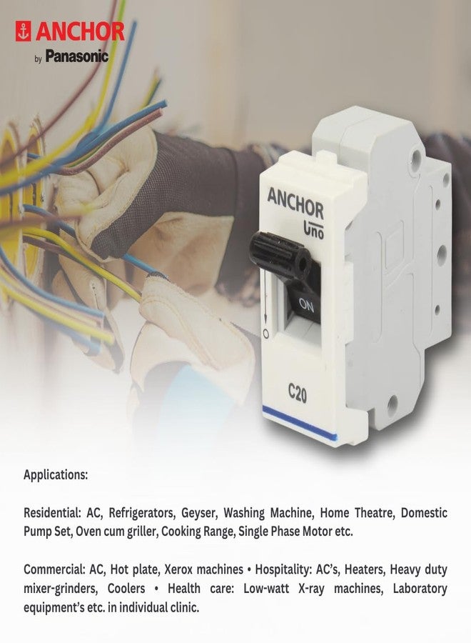 Anchor by Panasonic 65983 UNO Mini Penta Modular 20 Ampere Single Pole C Curve MCB - Image 4